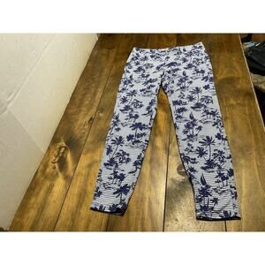 VINEYARD VINES Pants Women 4 Blue Tropical Island Striped Skinny Chino Palm Tree